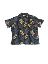 Vintage 90s charcoal hibiscus floral rayon hawaiian shirt oversized XL by Island Shares